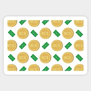 Eastern Caribbean dollar EC$ code XCD banknote and coin pattern wallpaper Sticker